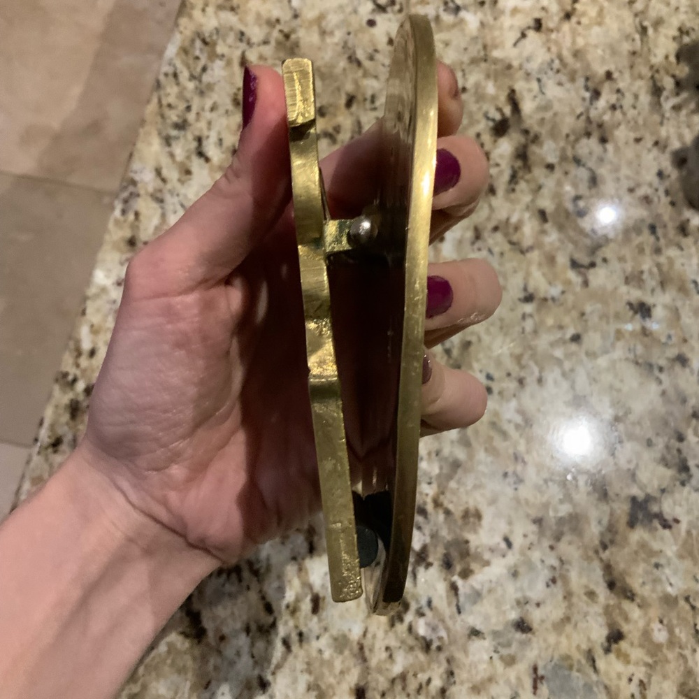 Vintage Mid Century Brass Later Paperweight Desk Organizer Clip Letter Holder - Picture 11 of 15